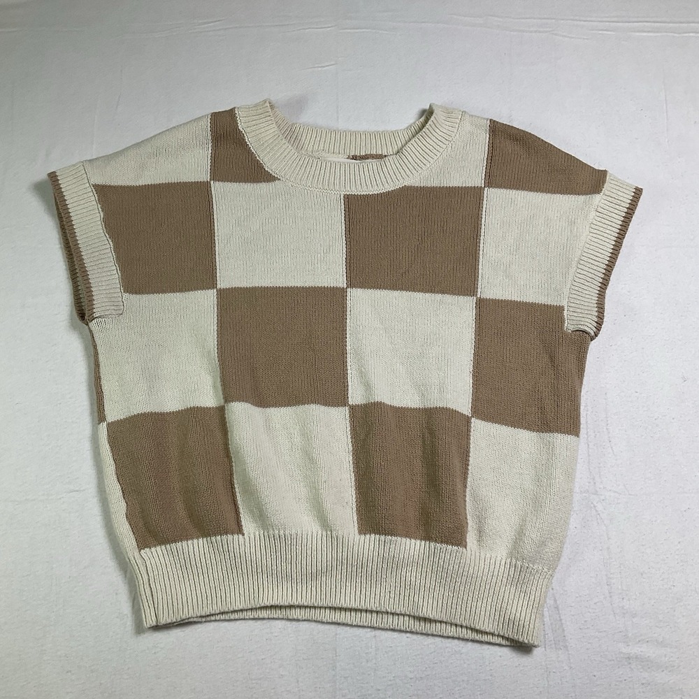Moon & Madison Women Sleeveless Checkered Sweater Vest Multicolor S Classic 649